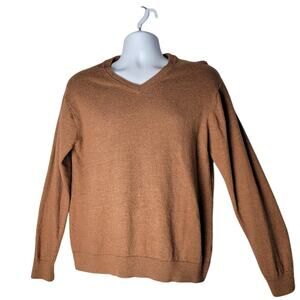 Hart Schaffner Marx Men’s XL Sweater Brown V-Neck Pullover 100% Merino Wool
